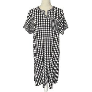 Chico’s Watercolor Gingham Notch Neck Shift Dress Women’s Size 1 Regular Size M